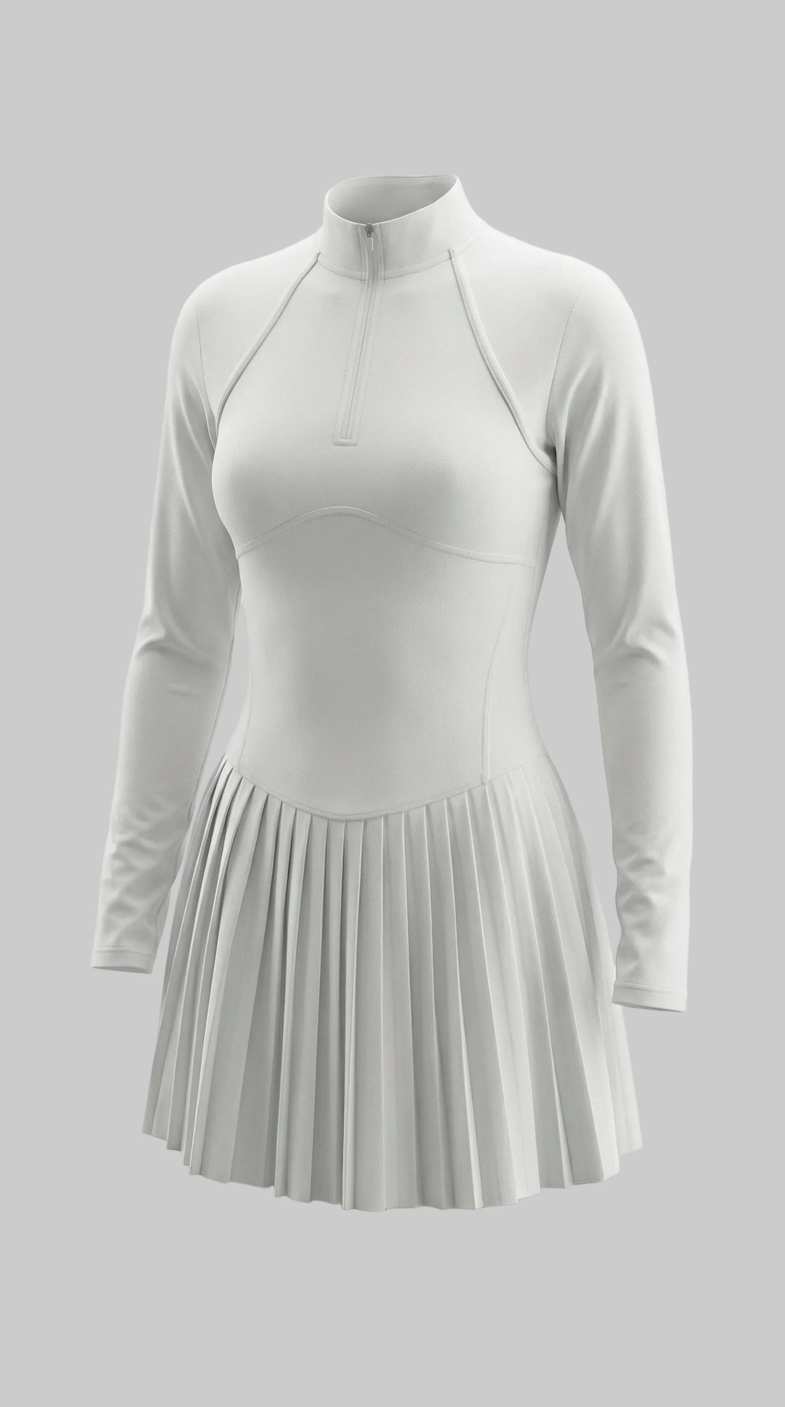 Lovertti LUXE ANGEL Zip-Up Long Sleeve Mini Dress – White