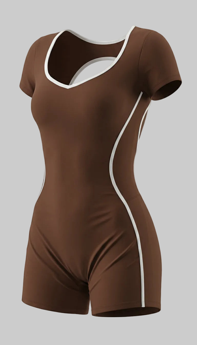 BUTTERFLY Open Back Yoga Jumpsuit - Brown