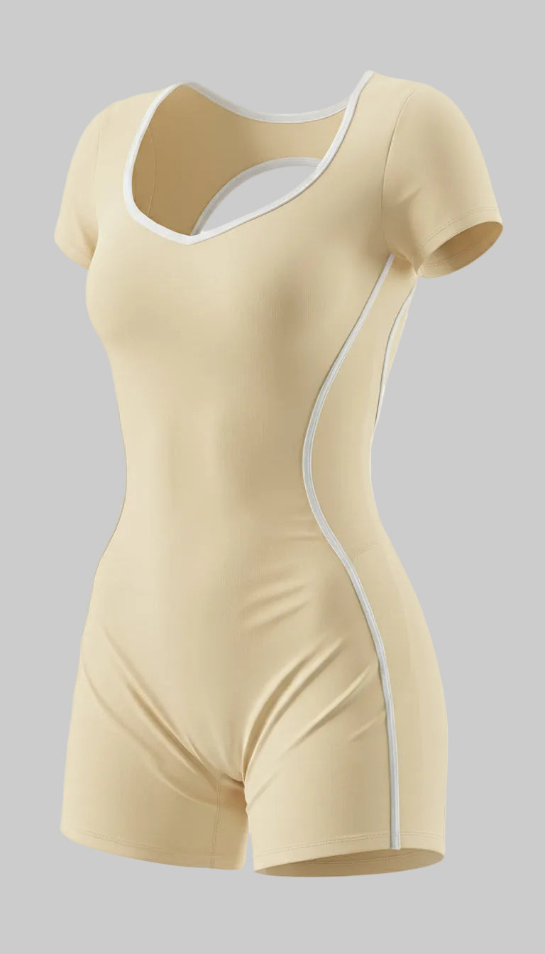 BUTTERFLY Open Back Yoga Jumpsuit - Light Yellow