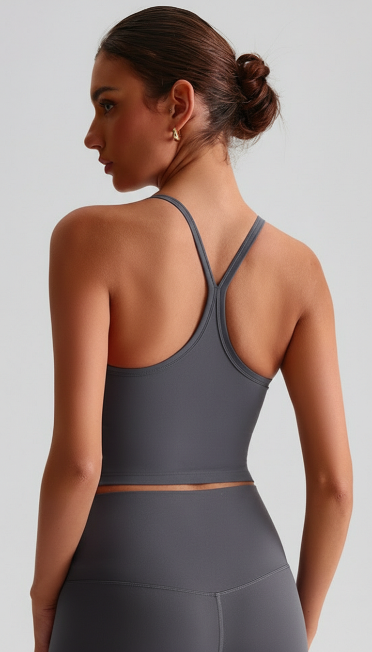 Lovertti SERENE Longline Yoga Tank – Women’s Activewear - Graphite Ash