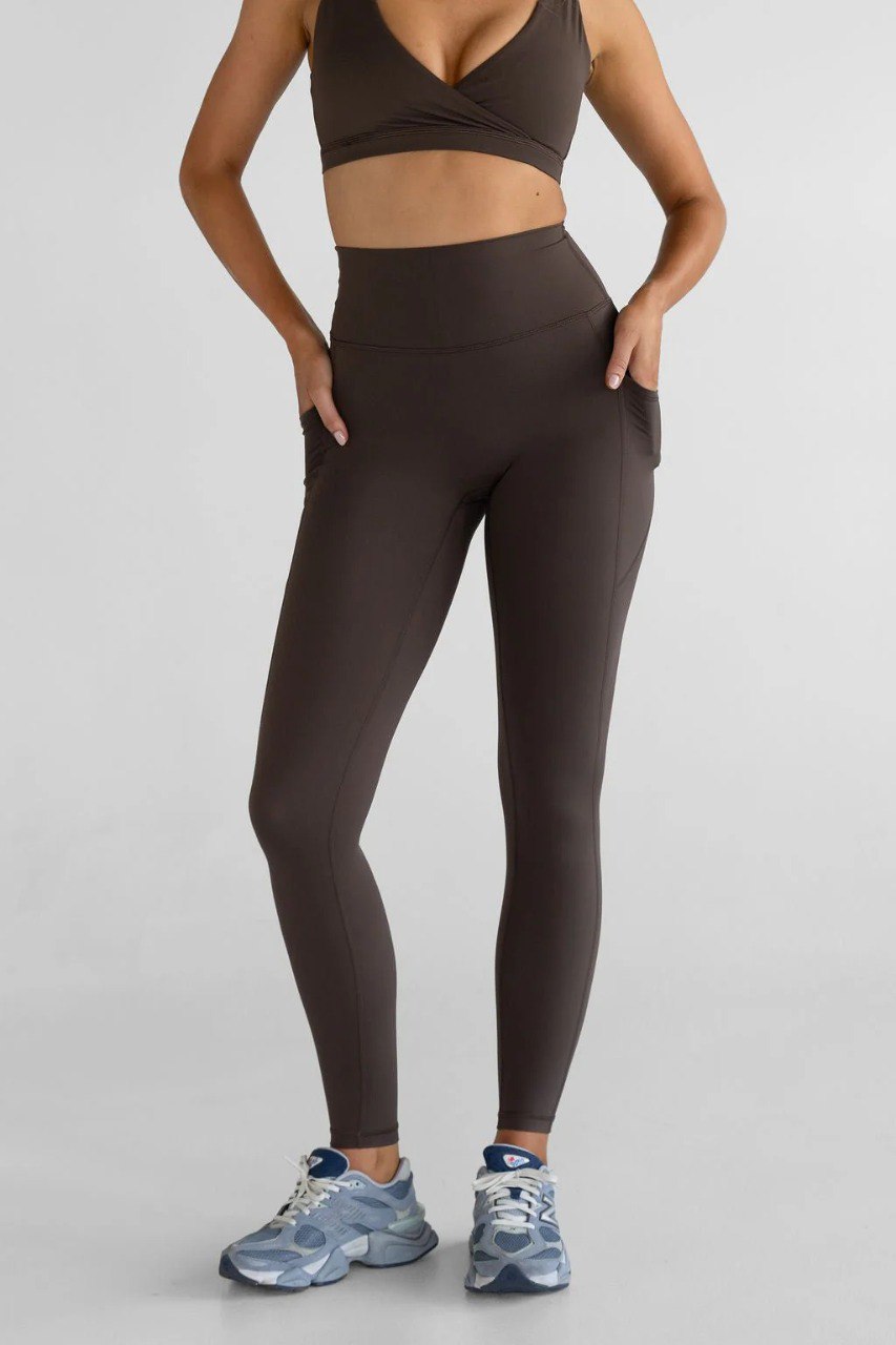 Lovertti SERENE Pocket Full Length Leggings - Brown