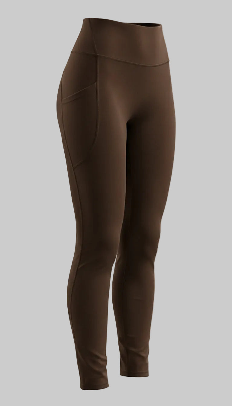 Lovertti SERENE Pocket Full Length Leggings - Brown