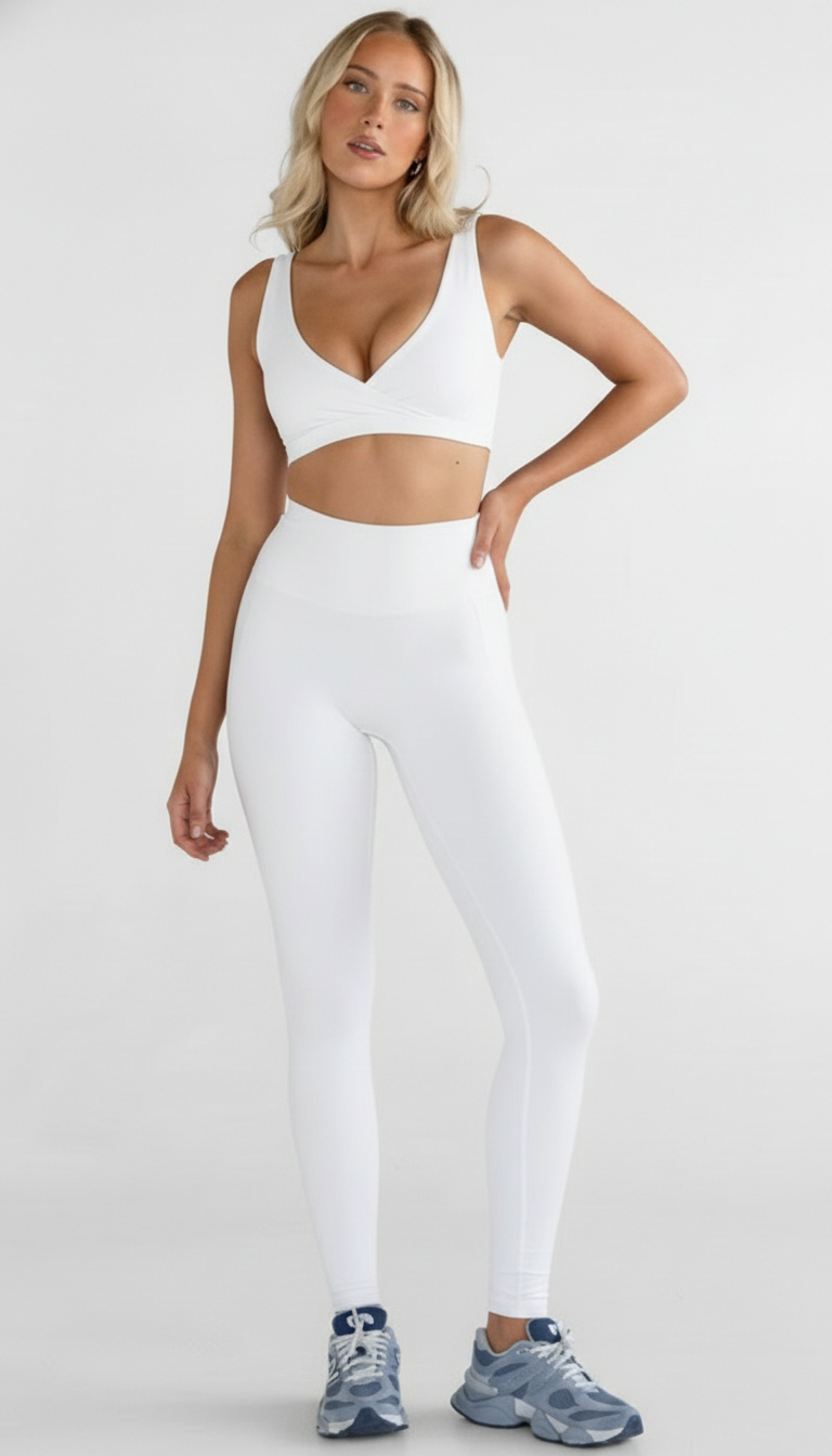 Lovertti SERENE Pocket Full Length Leggings - White