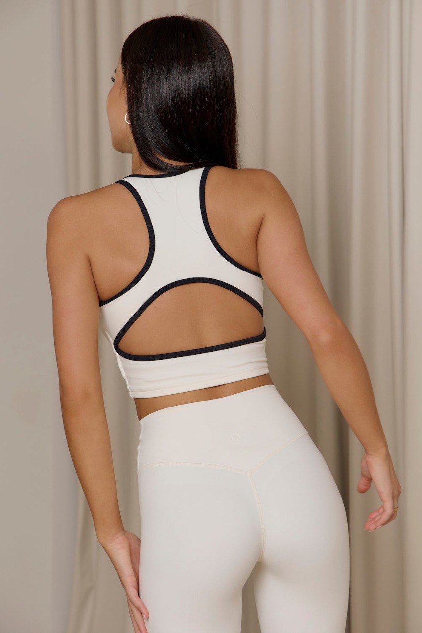 Lovertti LUXE ANGEL Cut Out Sports Crop - White/Cream