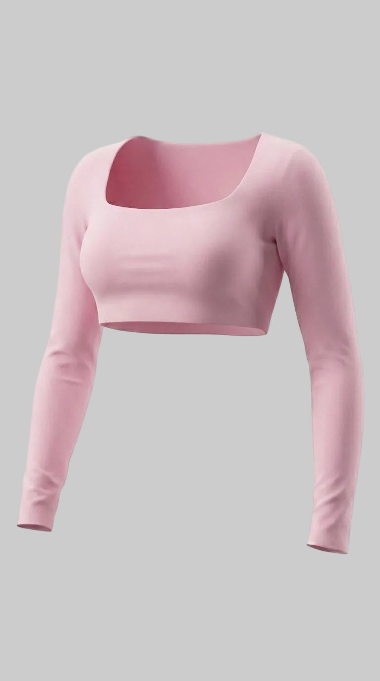 Lovertti PINK Squareneck Sleeved Crop