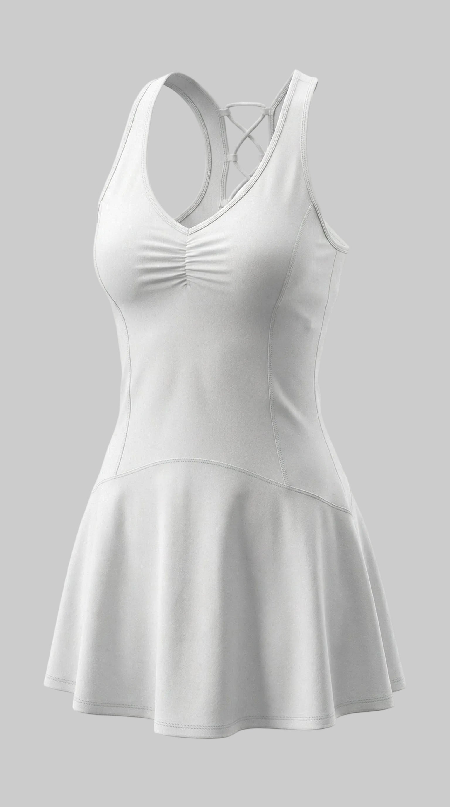 Lovertti LUXE ANGEL Backless V-Neck Active Dress – Women’s Athleisure Mini