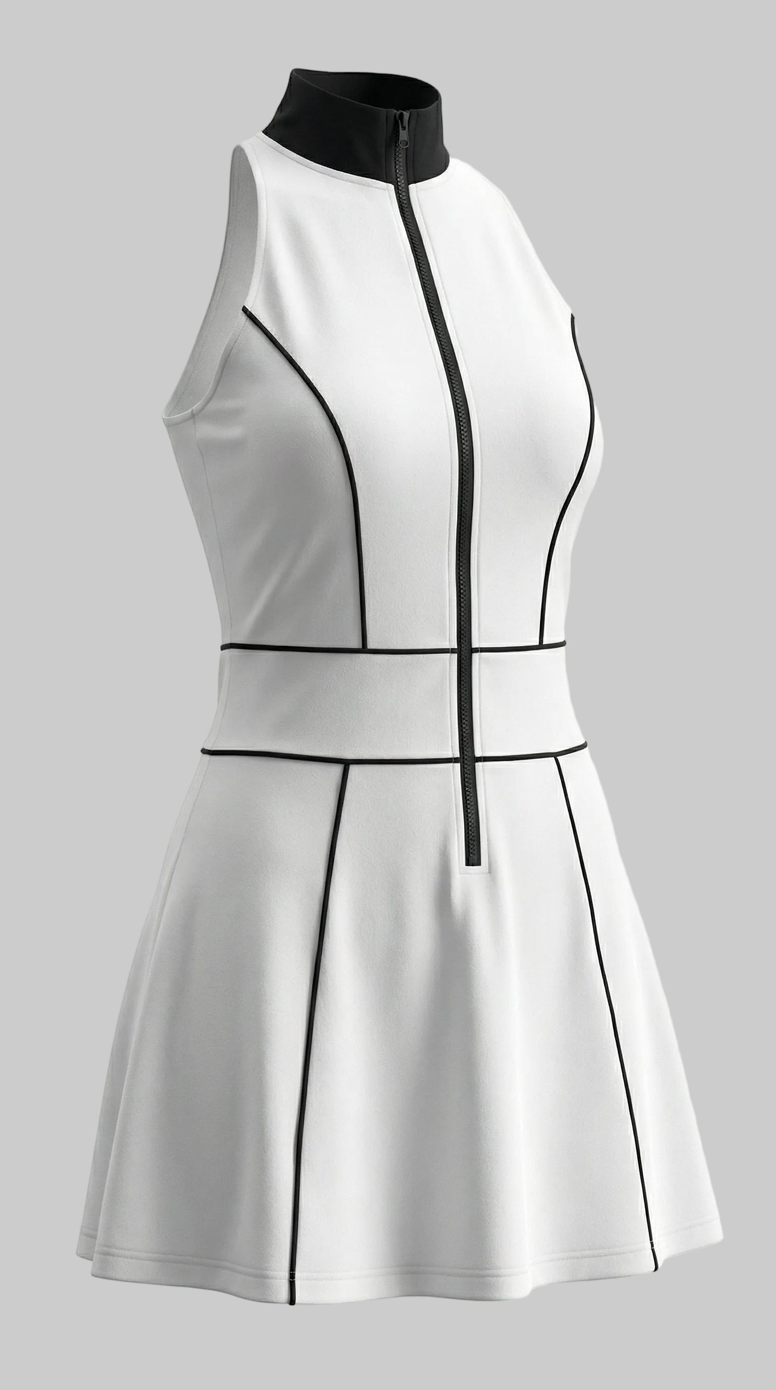 Lovertti LUXE ANGEL Zip-Up Empire Waist Mini Dress - White