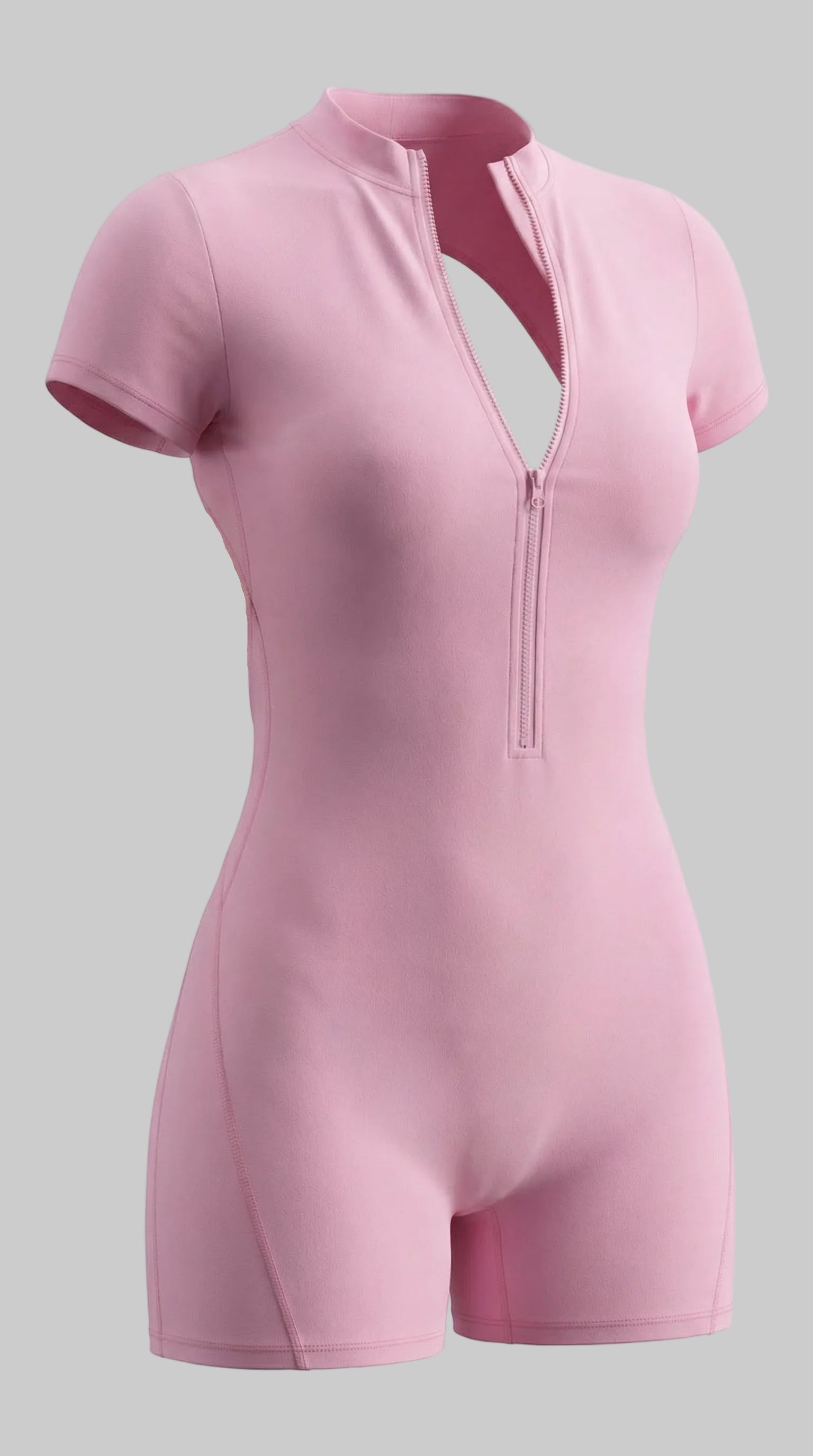 Lovertti PINK Sculpting Yoga Short Jumpsuit Zipper