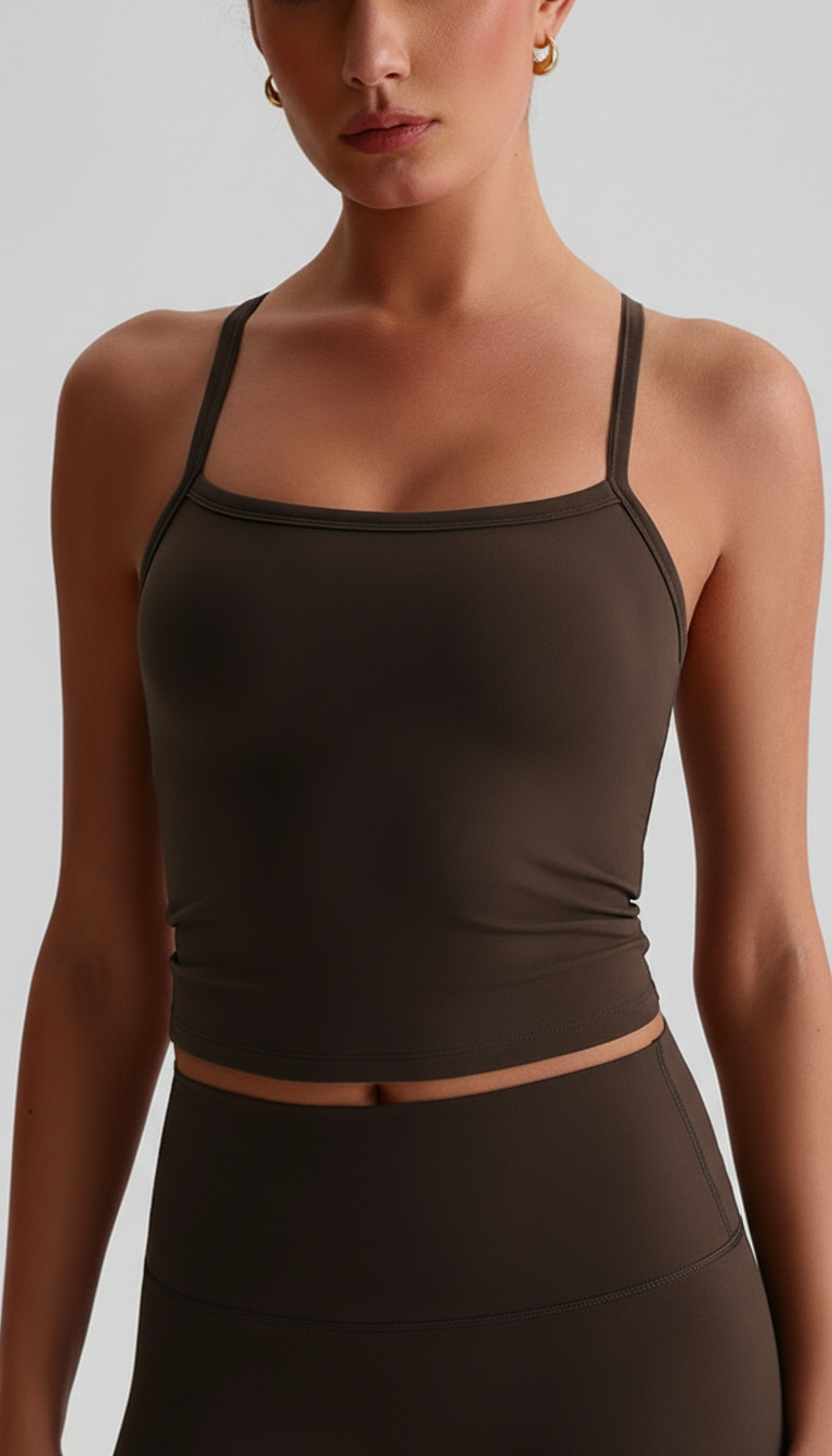 Lovertti SERENE Longline Yoga Tank – Women’s Activewear - Brown