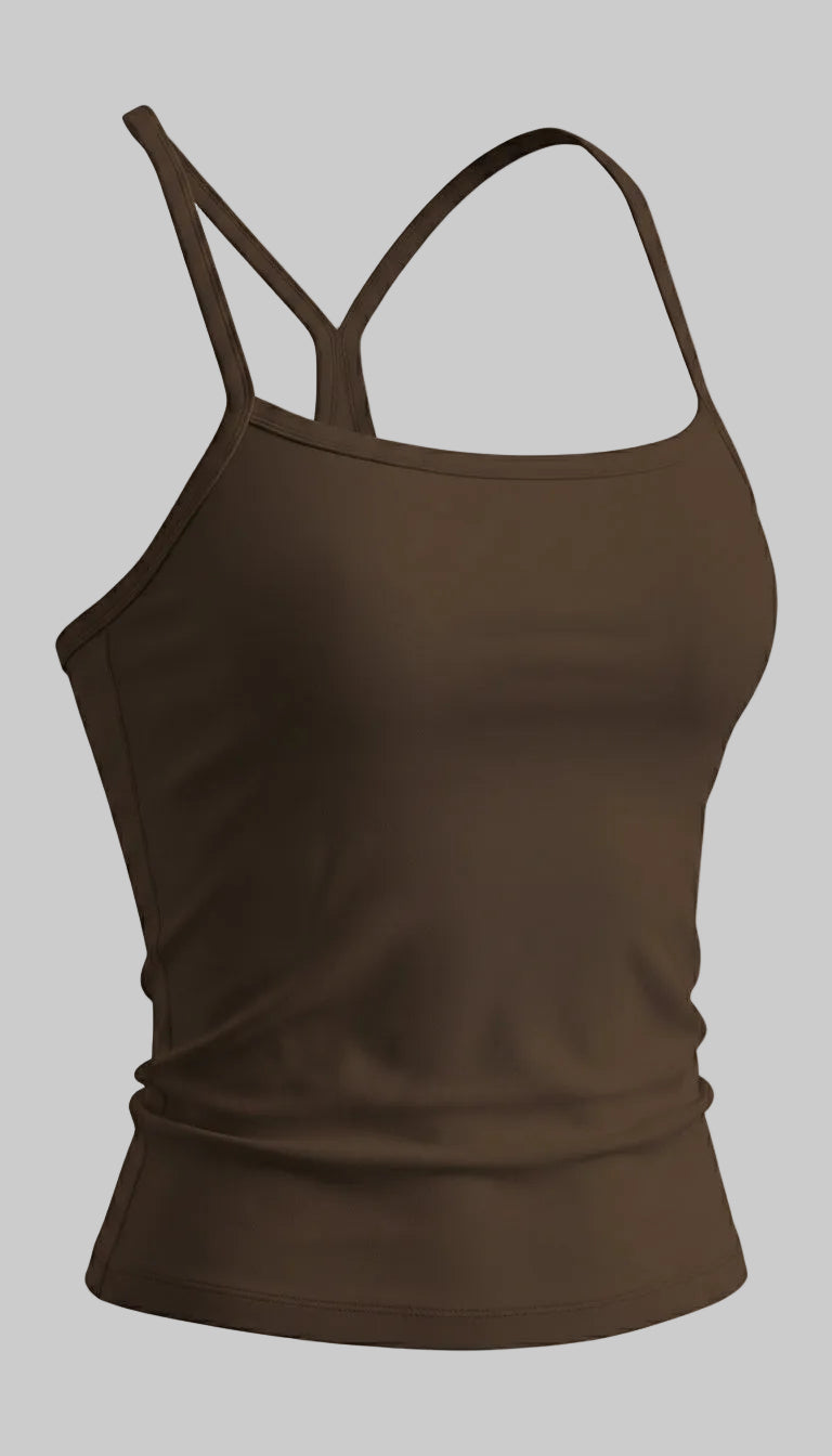 Lovertti SERENE Longline Yoga Tank – Women’s Activewear - Brown