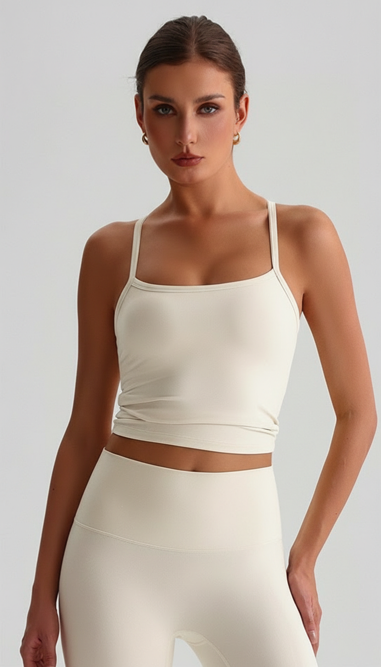 Lovertti SERENE Longline Yoga Tank – Women’s Activewear - Cream