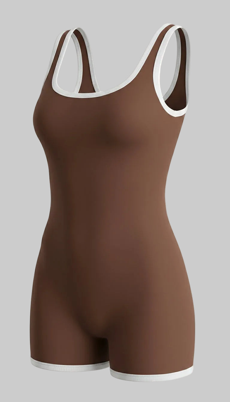 BUTTERFLY Balance Open Back Yoga Jumpsuit - Brown