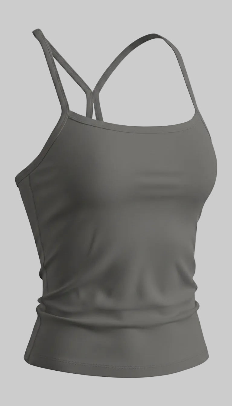 Lovertti SERENE Longline Yoga Tank – Women’s Activewear - Graphite Ash