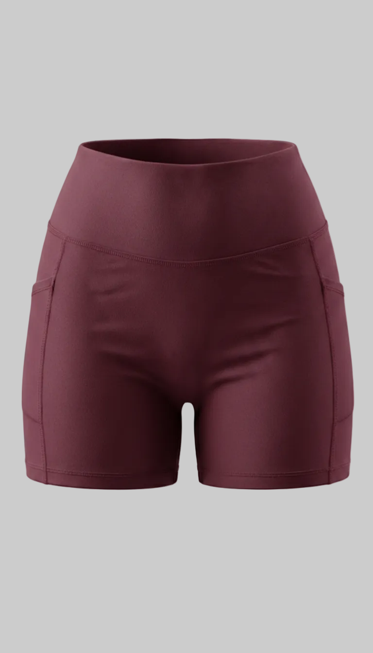 Lovertti SENERE High-Waist Pocket Shorts - Cherry Cola