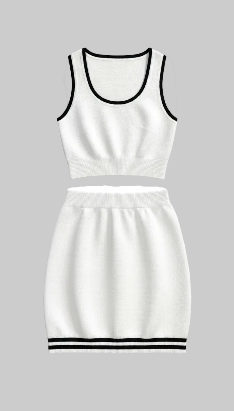 Lovertti LUXE ANGEL Knitted Tank & Skirt Set - White