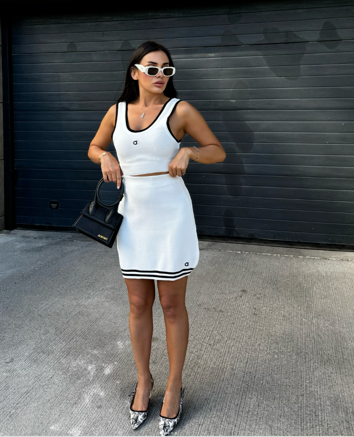 Lovertti LUXE ANGEL Knitted Tank & Skirt Set - White