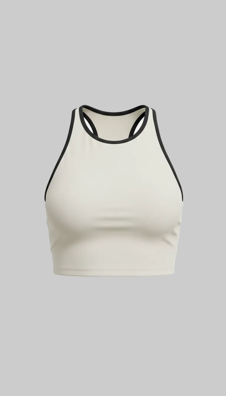 Lovertti LUXE ANGEL Cut Out Sports Crop - White/Cream