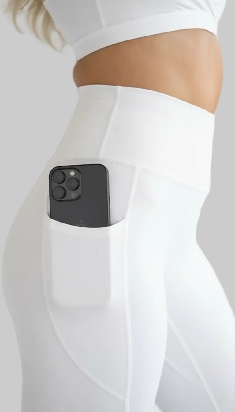 Lovertti SERENE Pocket Full Length Leggings - White