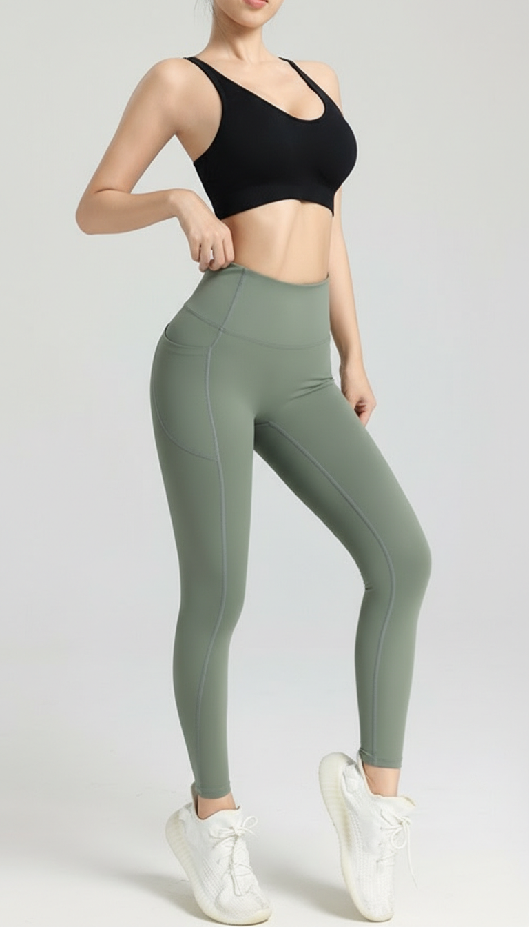 Lovertti SERENE Pocket Full Length Leggings - Light Green