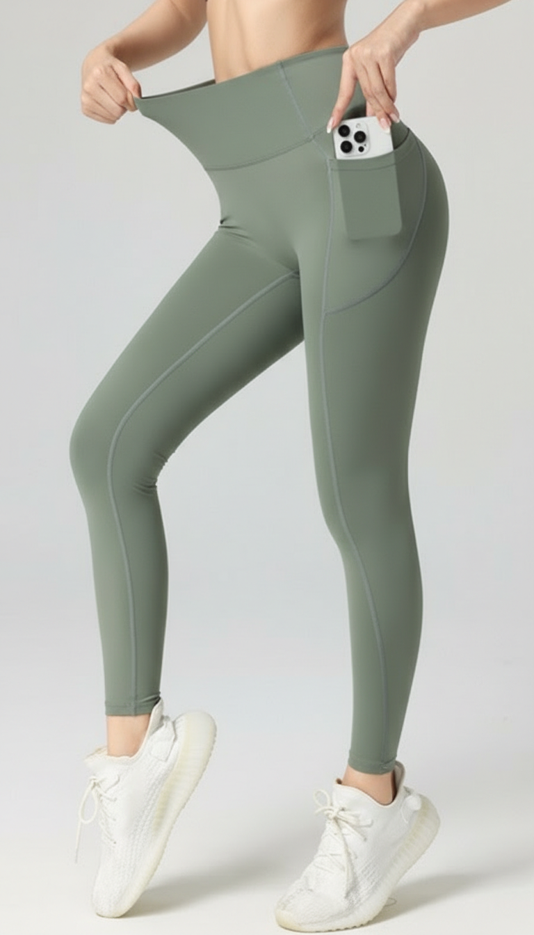 Lovertti SERENE Pocket Full Length Leggings - Light Green